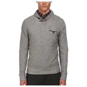 Billy Reid Shiloh Shawl Collar Pullover Cotton Thick Knit Sweater Gray Small